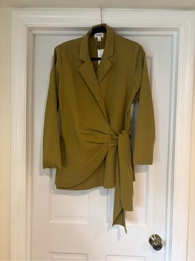 Women’s Olive Green Tie-Detail Blazer Jacket